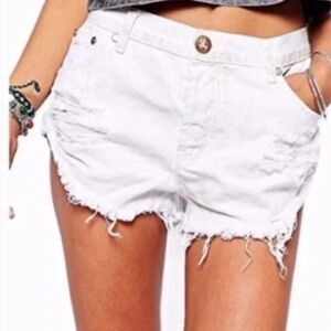 One Teaspoon Bandits Shorts DISTRESSED White Size 28
